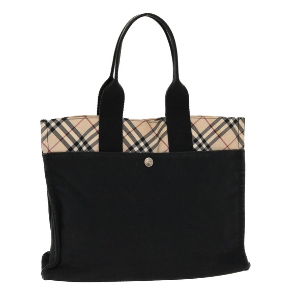 BURBERRY Nova Check Hand Bag Canvas Black Auth yb007 - Picture 1 of 16